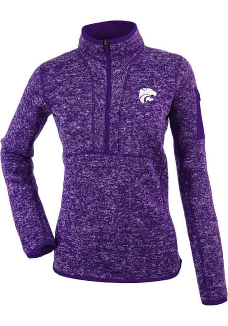 Womens K-State Wildcats Purple Antigua Fortune 1/4 Zip Pullover