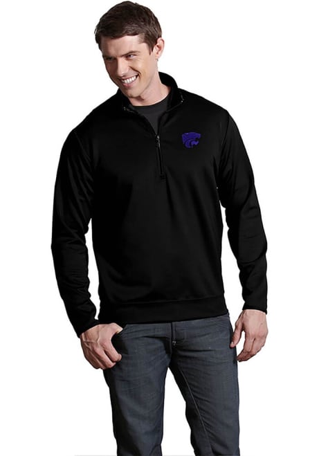 Mens K-State Wildcats Black Antigua Leader 1/4 Zip Pullover