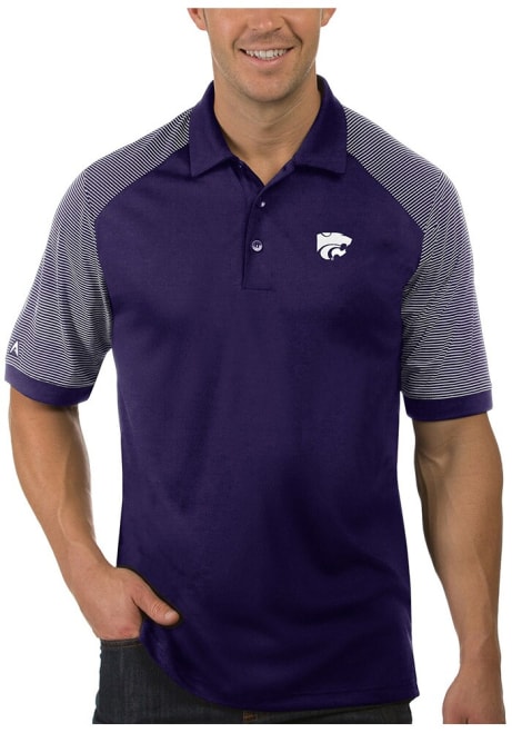 Mens K-State Wildcats Purple Antigua Engage Short Sleeve Polo Shirt