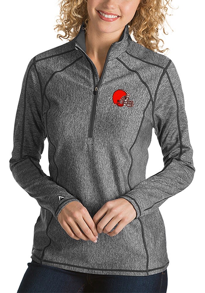 Cleveland Browns Antigua Womens SMOKE Tempo Long Sleeve Qtr Cleveland Browns Antigua Womens SMOKE Tempo Long Sleeve Qtr