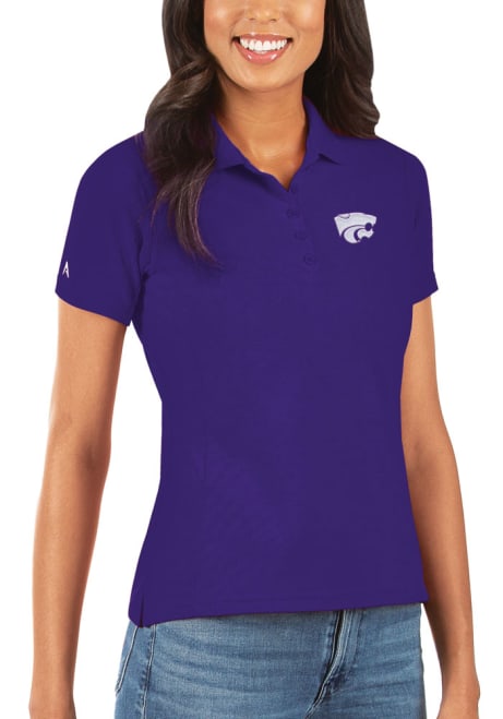 Womens K-State Wildcats Purple Antigua Legacy Pique Short Sleeve Polo Shirt