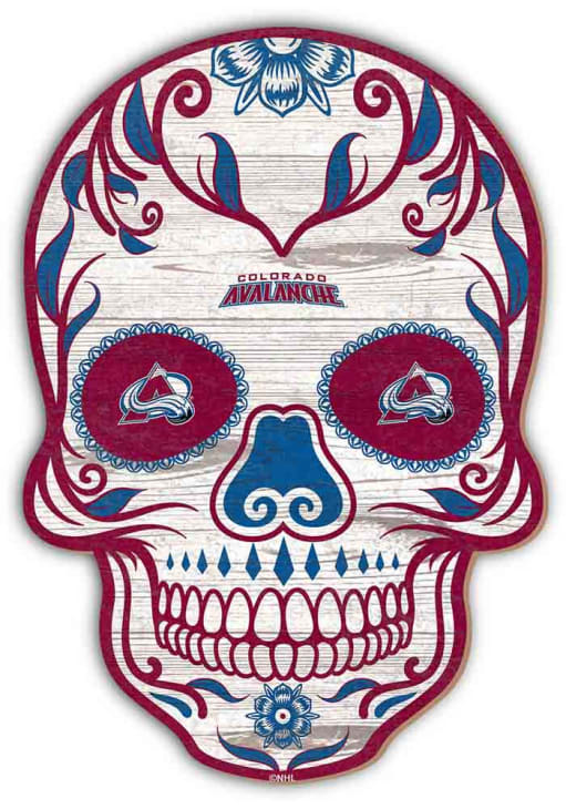Colorado Avalanche 12" Sugar Skull Sign - Maroon