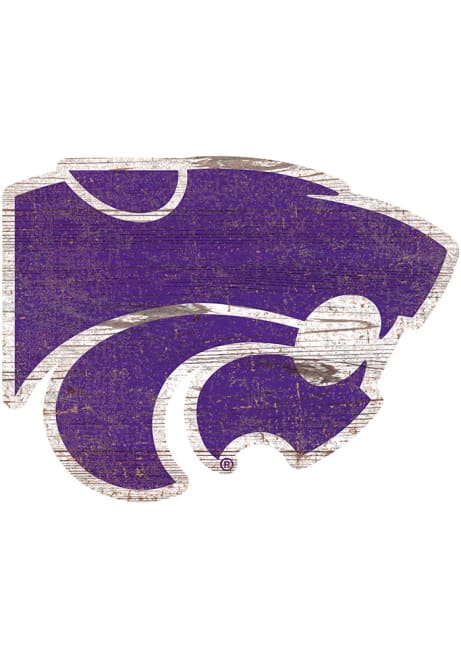 Purple K-State Wildcats Distressed Logo Cutout Sign