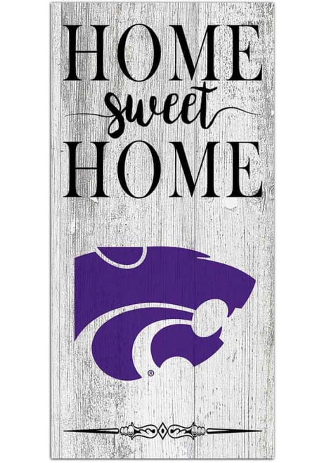 Purple K-State Wildcats Home Sweet Home Whitewashed Sign