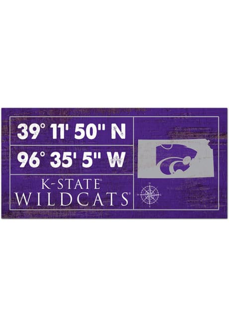 Purple K-State Wildcats Horizontal Coordinate Sign