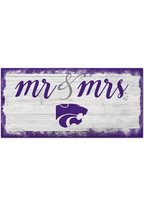 Purple K-State Wildcats Script Mr and Mrs Sign