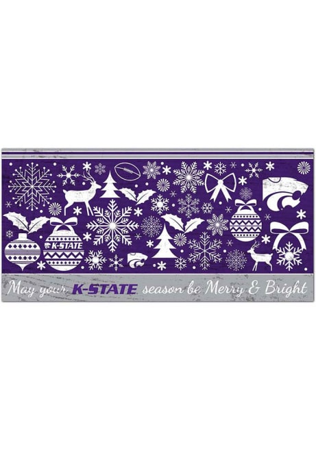 Purple K-State Wildcats Merry and Bright Sign