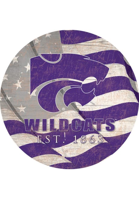 Purple K-State Wildcats 24in Flag Circle Sign
