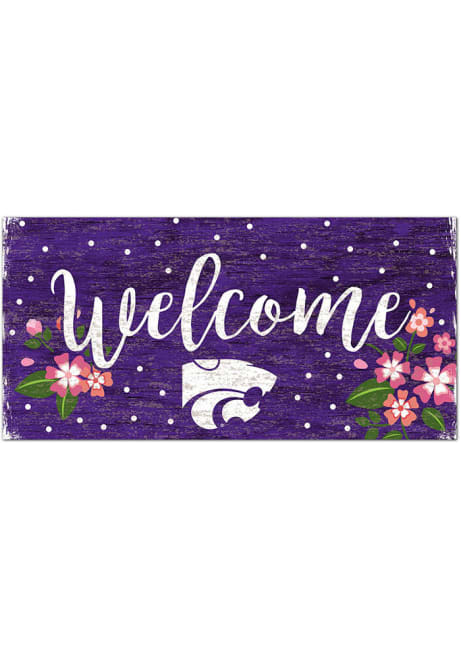 Purple K-State Wildcats Welcome Floral Sign