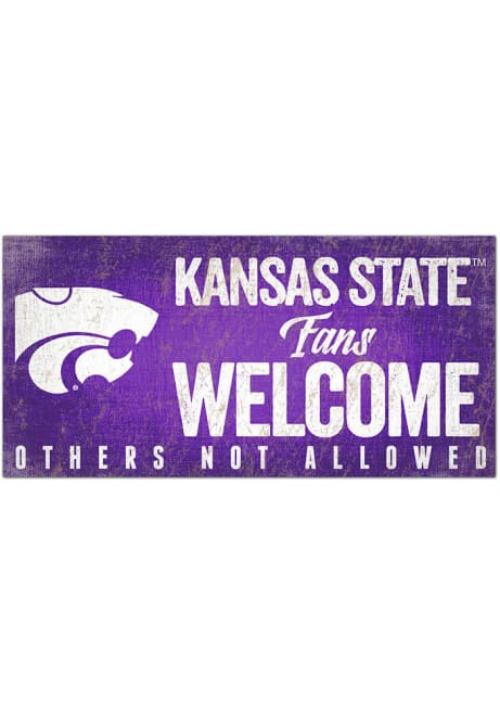 Purple K-State Wildcats Fans Welcome 6x12 Sign