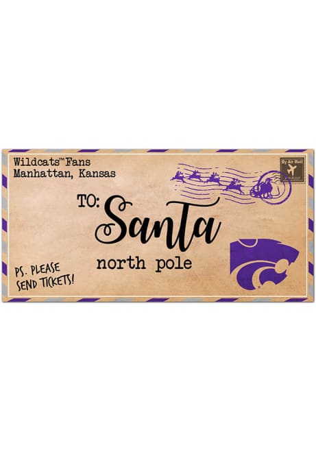 Purple K-State Wildcats To Santa Sign