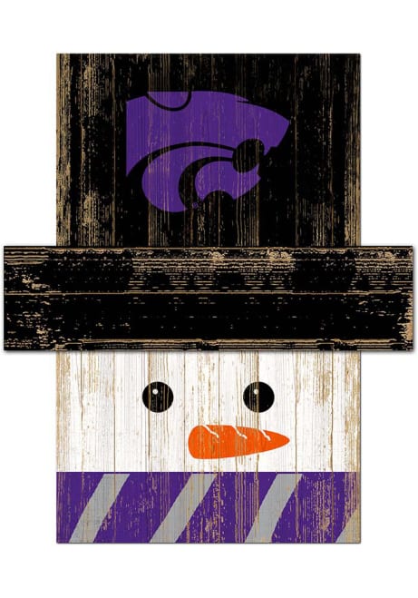 Purple K-State Wildcats Snowman Head 6x5 Sign