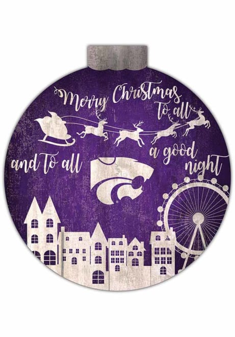 Purple K-State Wildcats Christmas Village Sign