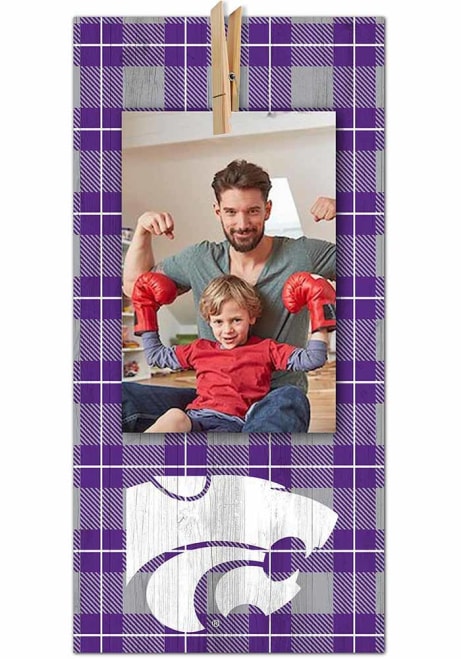 Purple K-State Wildcats Plaid Clothespin Sign