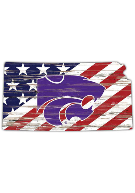 Purple K-State Wildcats 12 Inch USA State Cutout Sign