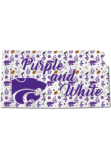 Purple K-State Wildcats Floral State Sign