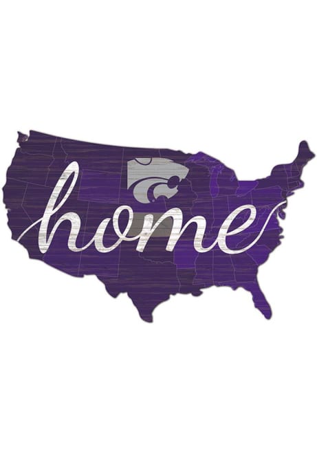 Purple K-State Wildcats USA Shape Cutout Sign