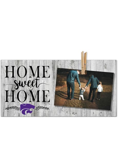 Purple K-State Wildcats Home Sweet Home Clothespin Picture Frame