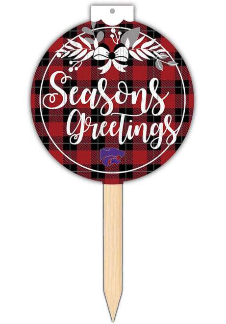 Red K-State Wildcats Seasons Greetings Sign