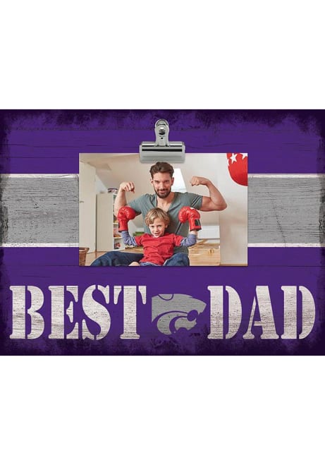 Purple K-State Wildcats Best Dad Striped Clip Picture Frame