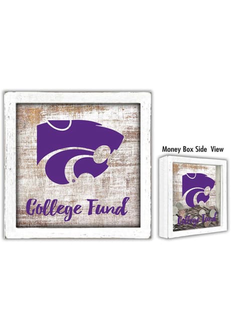 Purple K-State Wildcats College Fund Box Sign