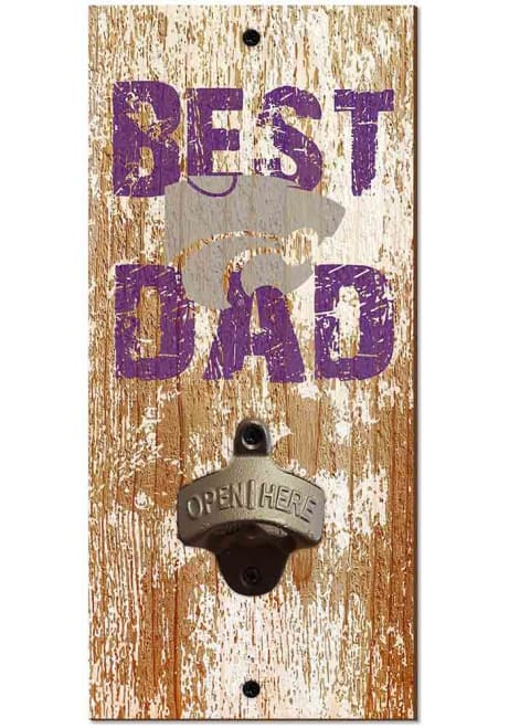Purple K-State Wildcats Best Dad Bottle Opener Sign