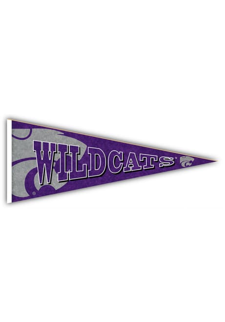 Purple K-State Wildcats Wood Pennant Sign
