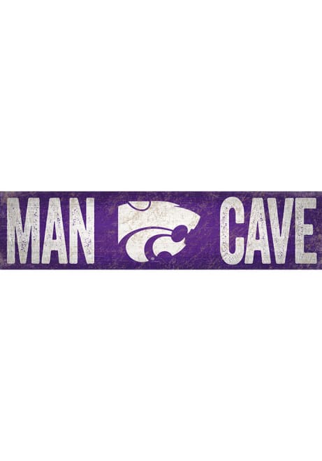 Purple K-State Wildcats Man Cave 6x24 Sign