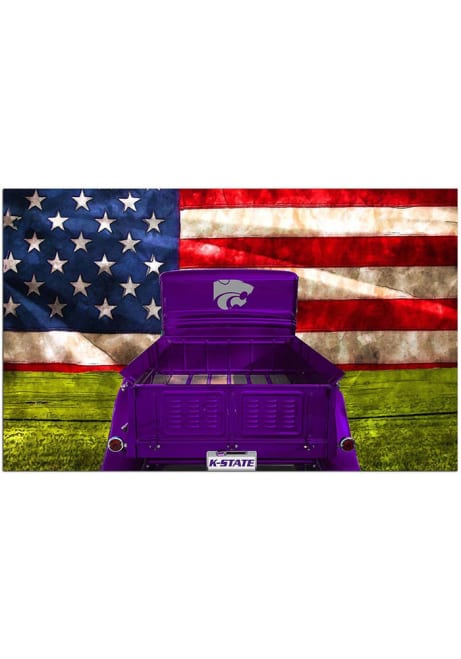 Purple K-State Wildcats Patriotic Retro Truck Sign