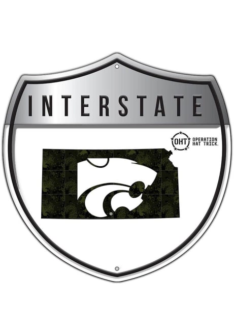 White K-State Wildcats 24in OHT Camo Interstate Sign