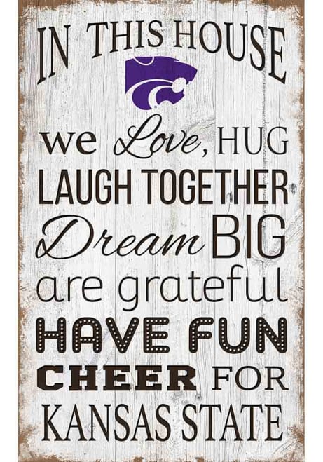 Purple K-State Wildcats In This House 11x19 Sign