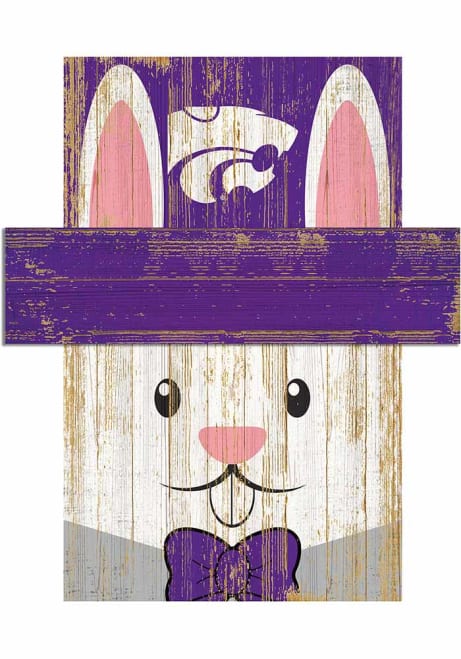 Purple K-State Wildcats Easter Bunny Head Sign