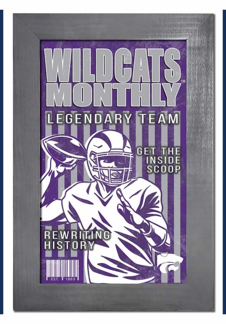 Purple K-State Wildcats 11x19 Framed Monthly Sign