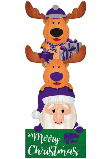 Purple K-State Wildcats 31 Inch Santa Stack Leaner Sign