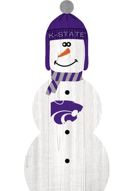 Purple K-State Wildcats Snowman Leaner Sign