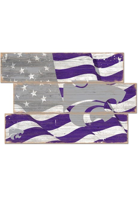 Purple K-State Wildcats Flag 3 Plank Sign