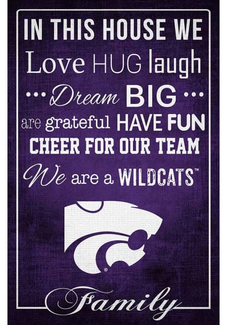 Purple K-State Wildcats In This House 17x26 Sign