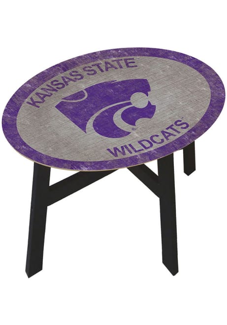 Purple K-State Wildcats Distressed Side End Table