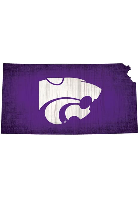 Purple K-State Wildcats State Shape Color Sign