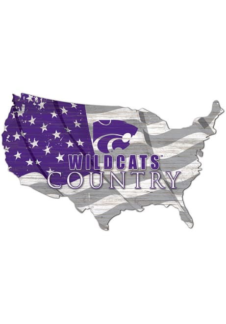 Purple K-State Wildcats USA Shape Flag Cutout Sign