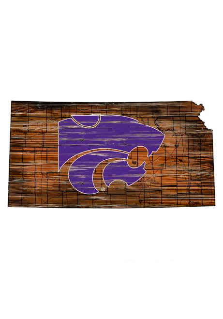 Brown K-State Wildcats Distressed State 24 Inch Sign