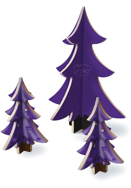 Purple K-State Wildcats 3 Piece Set Desktop Tree Set Decor