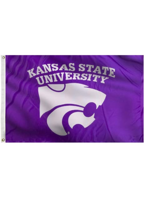Purple K-State Wildcats 3x5 Power Cat Silk Screen Grommet Flag