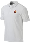 Main image for Mens USC Trojans White Columbia Heat Seal Omni Wick Drive Short Sleeve Polo Shirt