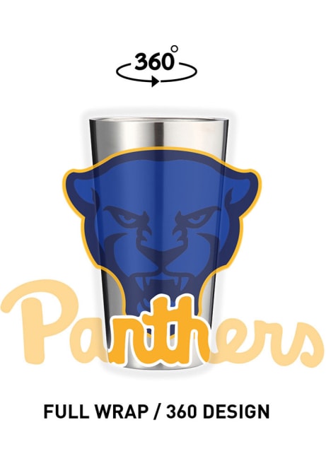 Grey Pitt Panthers 16 oz Stainless Steel Pint Glass