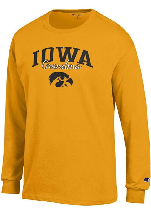 Champion Iowa Hawkeyes Grandma Script Jersey Long Sleeve T Shirt GOLD ...