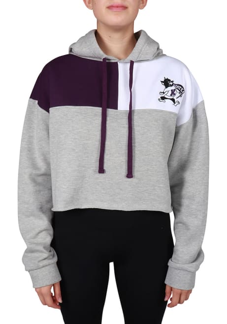 Womens K-State Wildcats Grey Hype and Vice Colorblock Hooded Sweatshirt