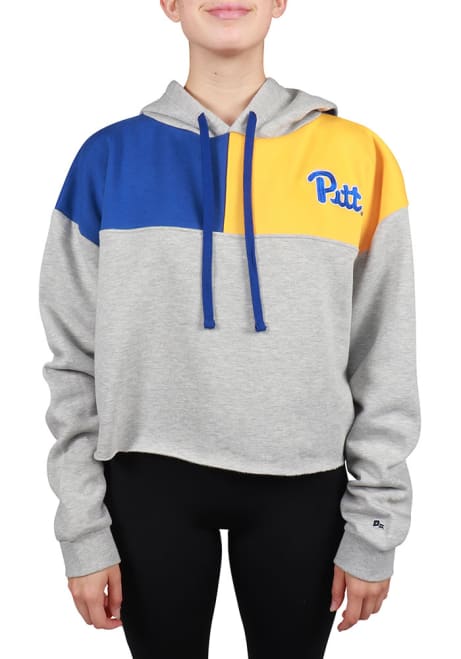 Womens Pitt Panthers Grey Hype and Vice Colorblock Hooded Sweatshirt