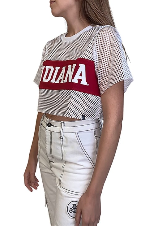 Indiana Hoosiers Womens Hype and Vice Cropped Mesh Fashion Football Jersey - White