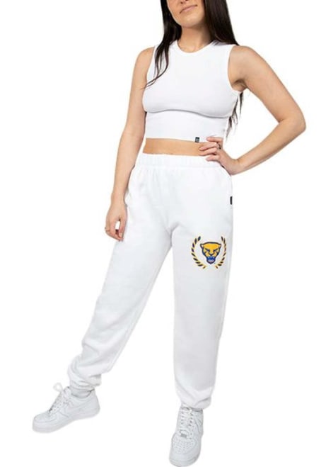 Womens Pitt Panthers White Hype and Vice Boyfriend Sweatpants